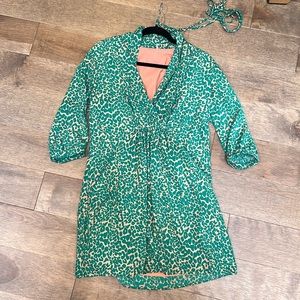 Green and pink animal pattern dress